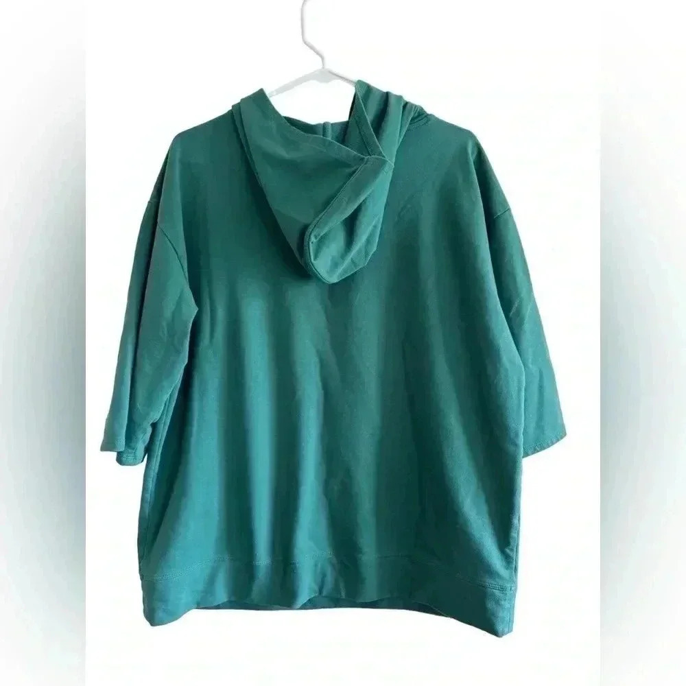 J.Jill Fit Woman's Green Elevate Terry Crossover Hoodie Sz Med - Picture 4 of 9